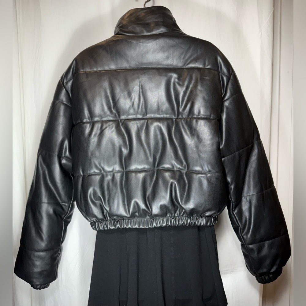 ZARA Faux Leather Puffer Jacket - Picture 5 of 10